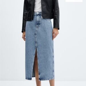 MANGO denim midi skirt